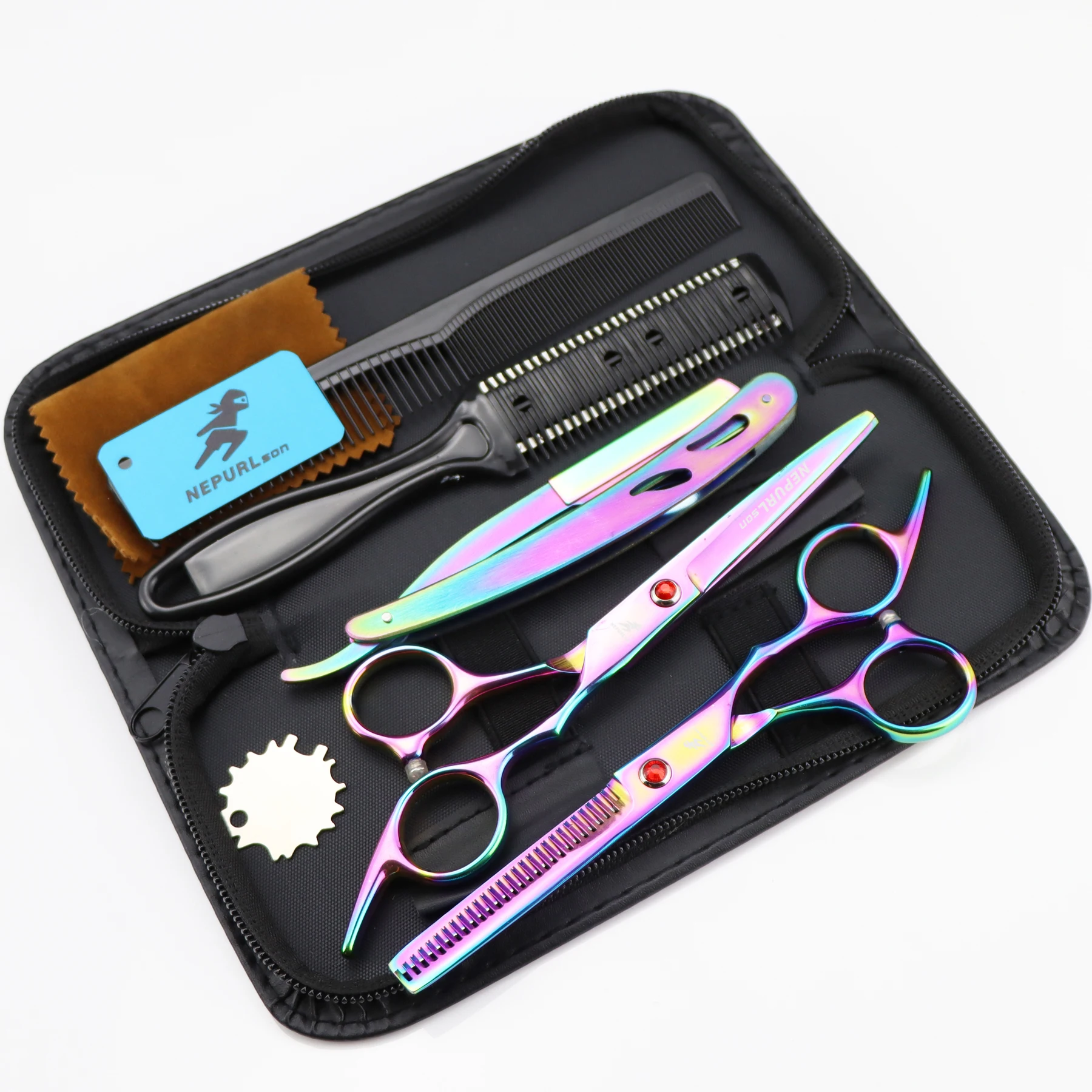 NEPURLson 6,0 дюймов 14 видов цветов профессиональный набор для стрижки волос Парикмахерские ножницы