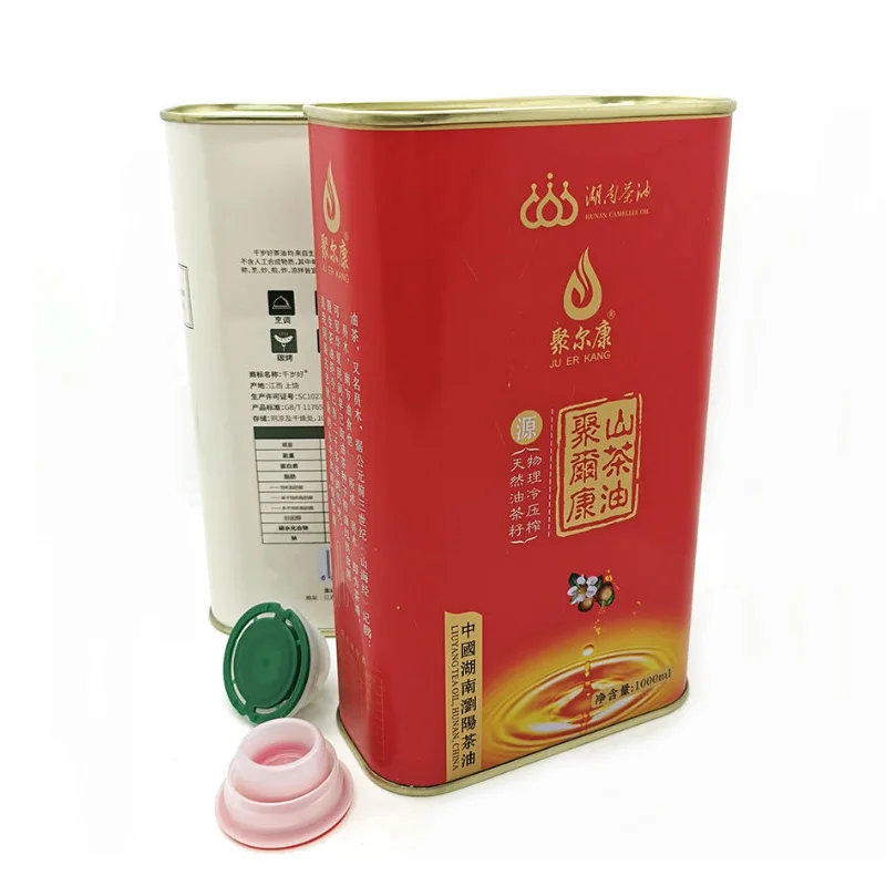 Food Grade 1L and 2L Square Olive Oil Tin Can with Plastic Lid and Custom Logo in Customized Color