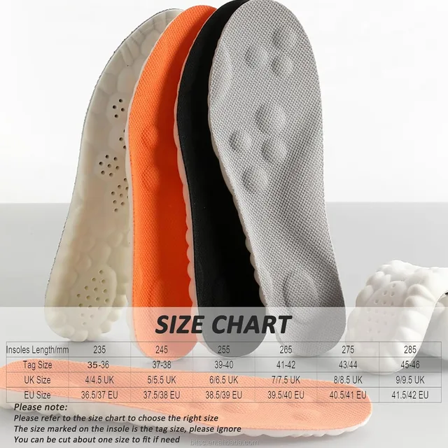 BitsC 3D Cloud Arch Support PU Shoe Insoles with Memory Foam Adjustable Green Sport Insoles for Home Use All Seasons