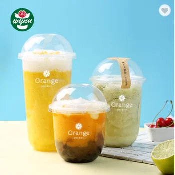 Printing Custom Logo 500 ml PLA U Shape Cup Disposable PET Bubble Tea Cup Plastic Clear Cup