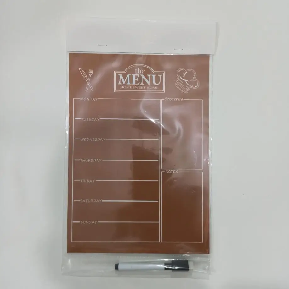 Магнитный холодильник BSCI сухое стирание меню доска для кухни холодильника еженедельный станок планировщик список покупок блокнот