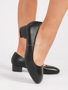 1367-1 Low Heel Round Toe Genuine Leather Women's Shoes Fashionable Thick square Heel Comfortable Women Work Shoes