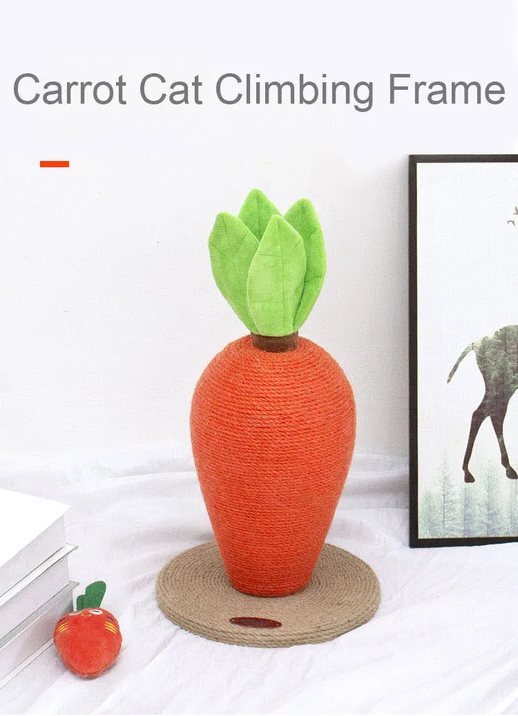 Carrot Cat Tree Scratcher House Tower Condo Wood Sisal Cat Climbing
