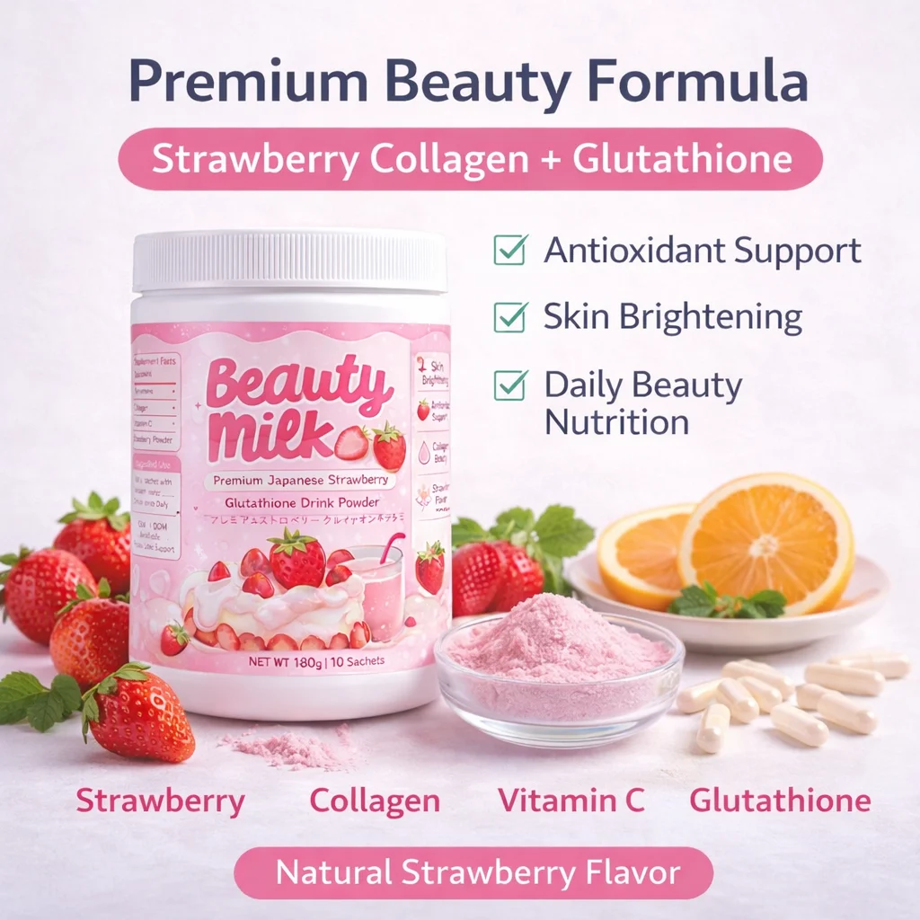 oem glutathione powder Private Label Strawberry Beauty Milk Drink Collagen Vitamin C Skin Brightening Beauty Supplement ODM The Shocking Truth About stock-available: For Sale Quantity:3 Month Supply