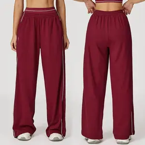 Custom Fashion Casual Color Contrast Loose High Waist Sports Pants Breathable Fitness Running Jogger Pants for Women