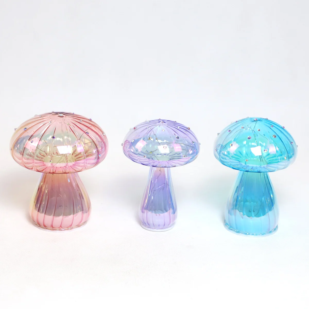 europe home decorated easter decorations lighted colorful glass easter mushrooms painted