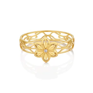 Original Design 18k Gold Plated Simple Lotus Flower Bracelet Bangles Trendy Bangle Jewelry for Women