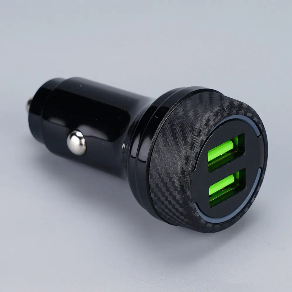  2 USB-A White With Indicating Light Round Car charger DC12V-24V 4065