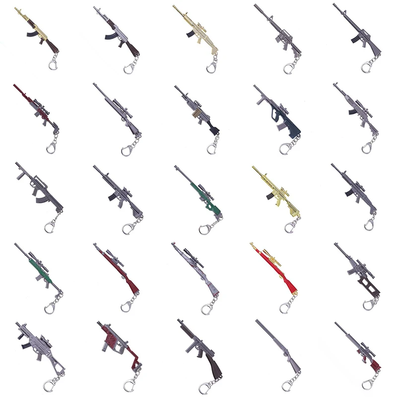 High Quality Mini Pistol Model Keychain Zinc Alloy Game Model Gun Shape Keychain Men Army Fan Metal Miniature Model Keychain