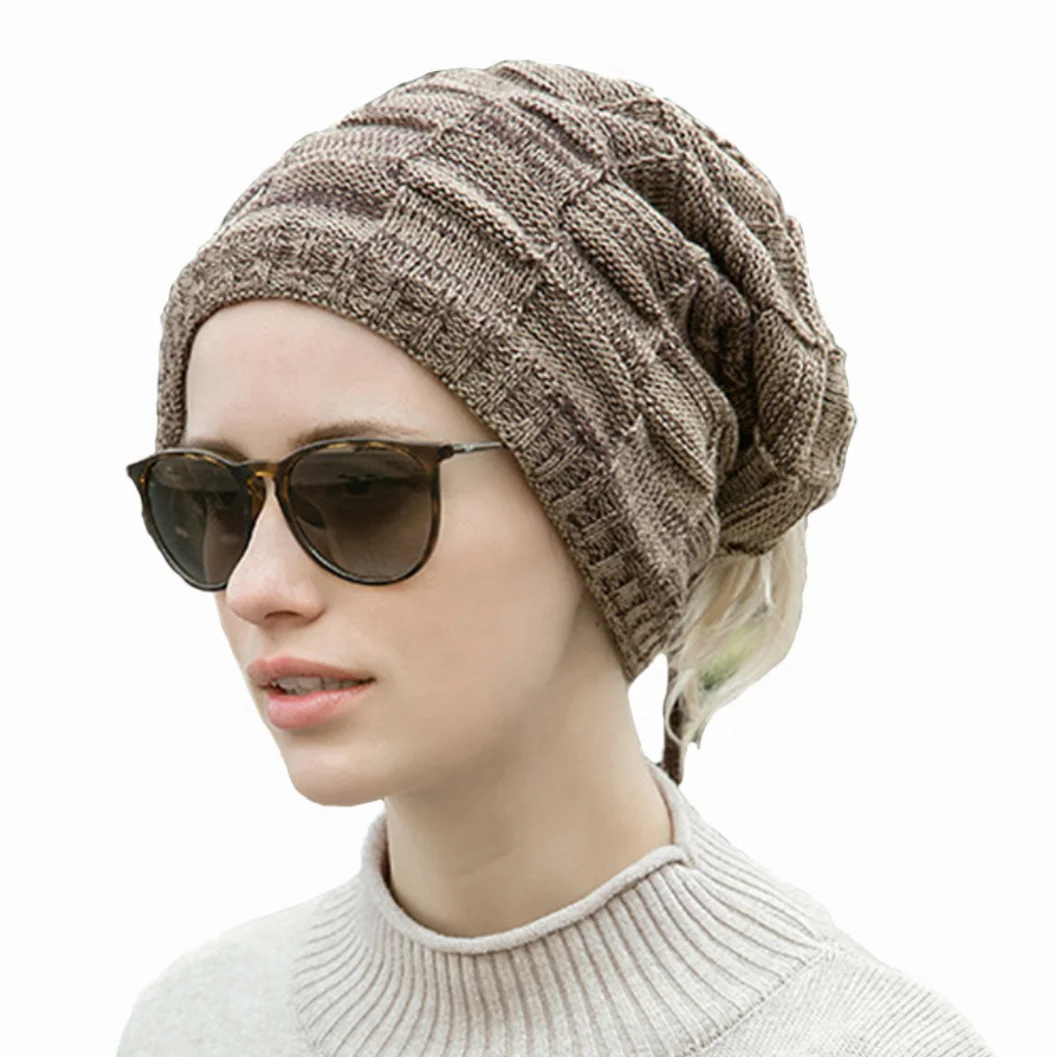 Оптовая продажа женский воротник плюшевая шерстяная мужская вязаная шапка теплые зимние шапки женские облегающие