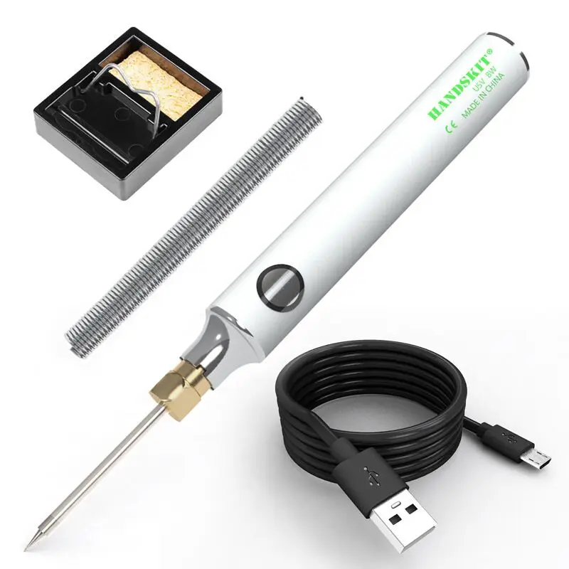 USB Charging Soldering Iron 5V 8W Adjustable Temperature Electric Soldering Iron Kit with Soldering Stand Solderng Wire