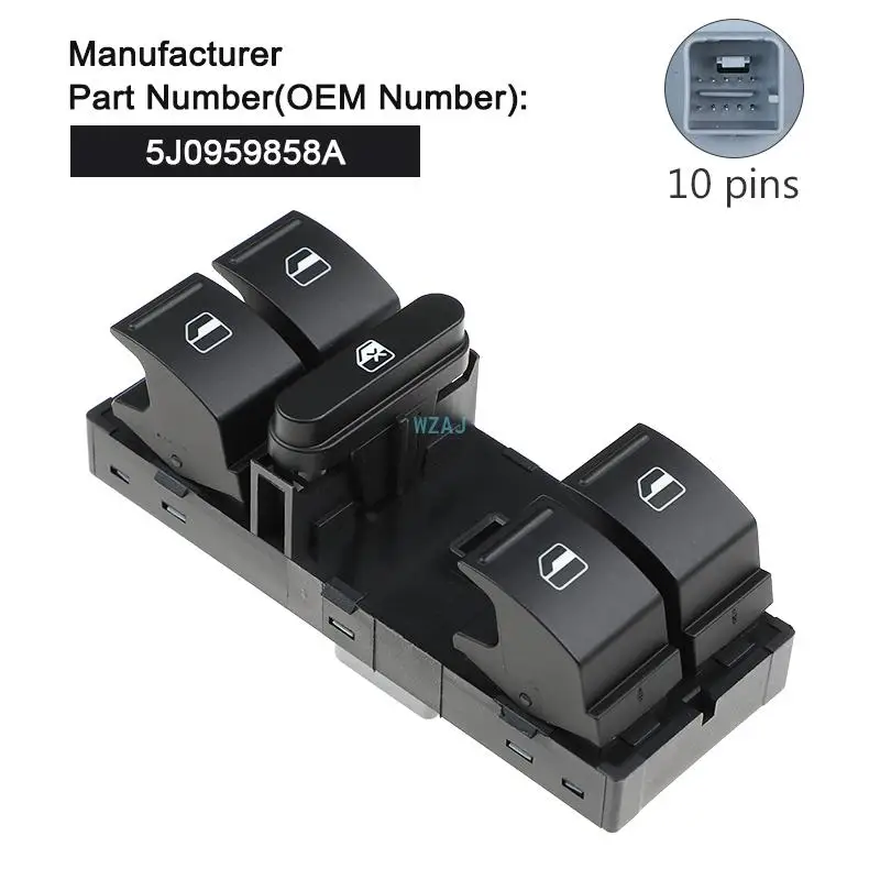 Power Window Control Switch 5J0959858A  for Skoda Fabia Romster Superb