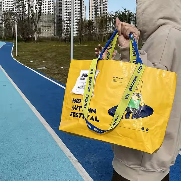 Eco Friendly Recyclable Custom Laminated pp Woven Bag with Long Handle