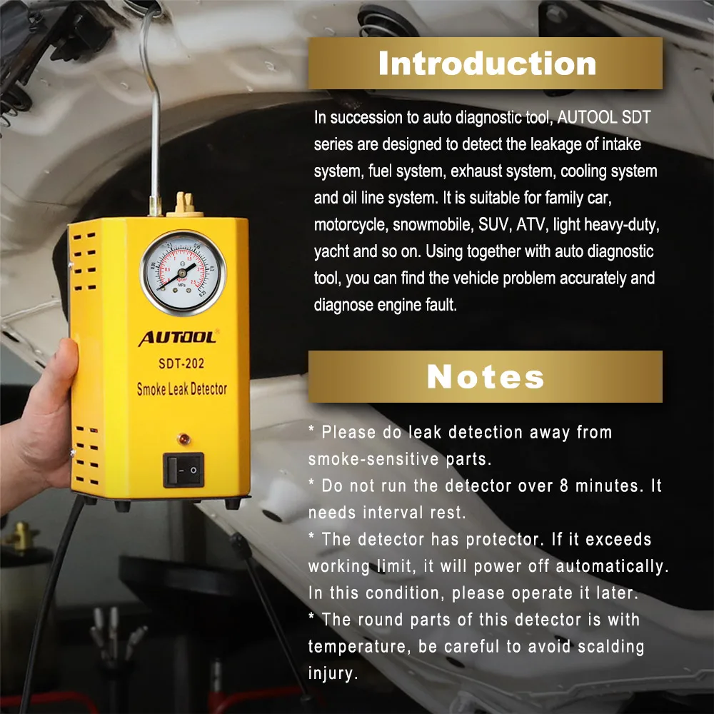 Original AUTOOL SDT202 Car Smoke Generator Pipe Systems Diagnostic 