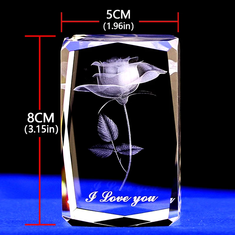 Personalized Square Crystal Photo Frame With Love Custom Picture Glass Cube Save Photos Permanently