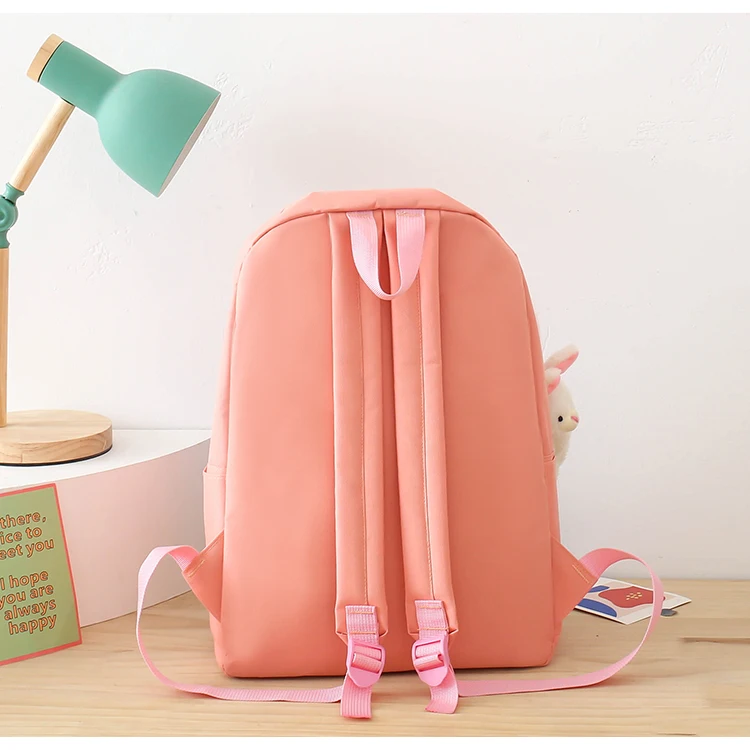 Fashion high quality school   bag five piece backpack set school bag girls schoolbags lovely college style BACKPACK SET