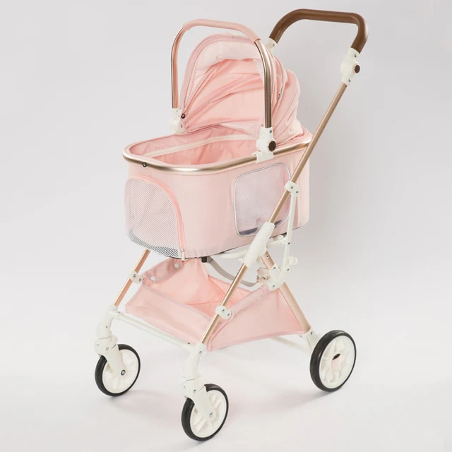 2025 Korean Style Jogging Pink Pet Stroller Luxury for Small Cats and Dogs