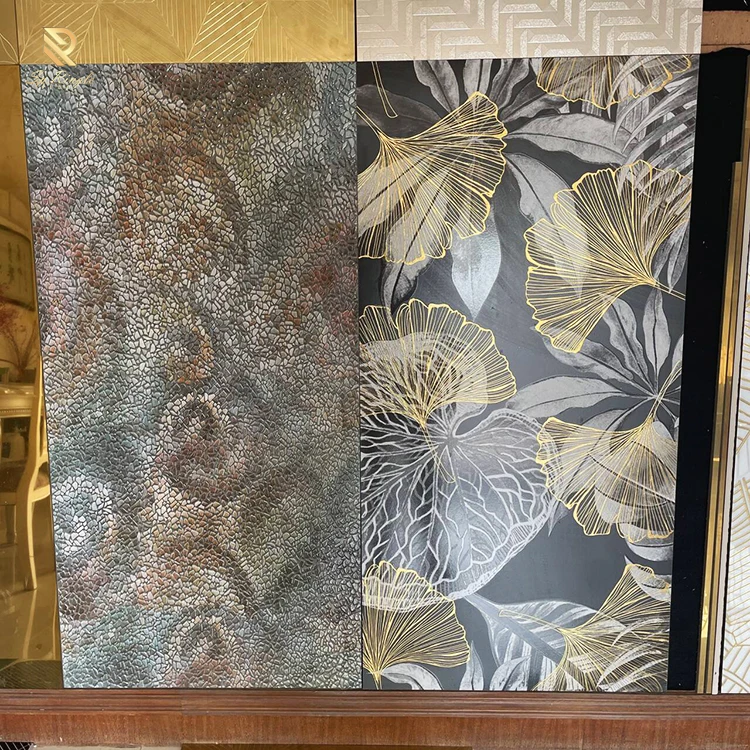 3D Texture Golden Maple Leaf Customized Tile Interior Design Living Room Wall Background Matte Decorative Floor Porcelain Tiles