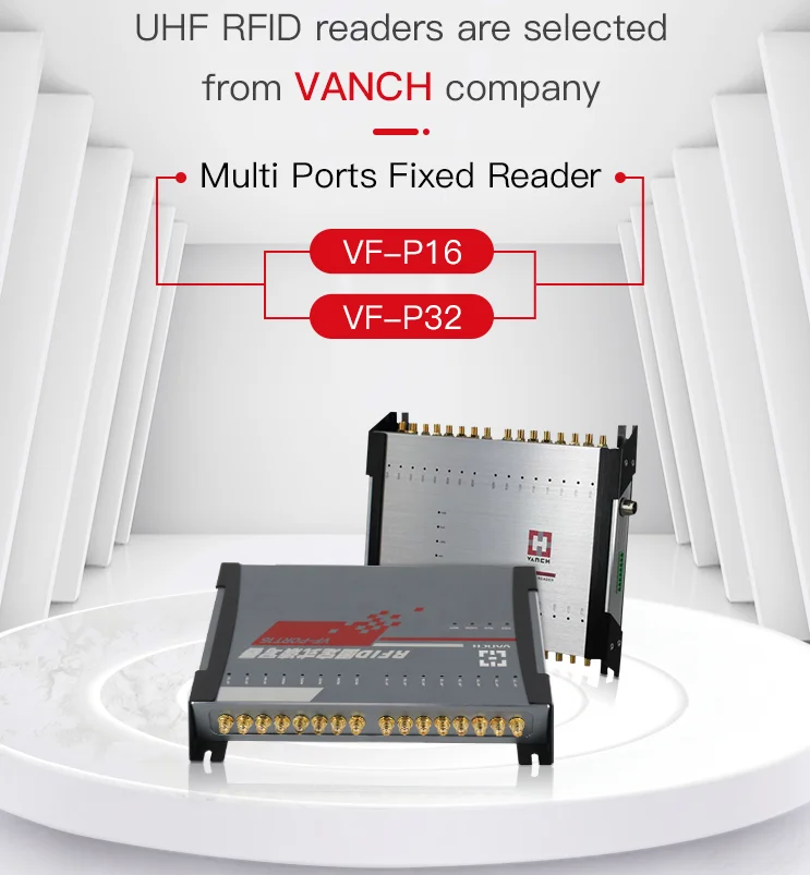 Vanch UHF RFID Long Range Fixed Reader 16ports RS232 TCP IP Connector ...