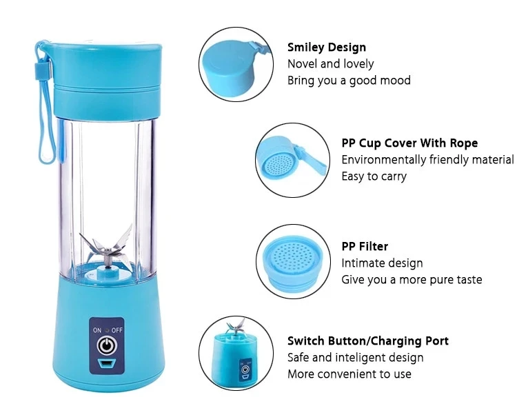 New Product Ideas 2021 Outdoor Mini Blender Machine Juicer Plastic Bottles Kitchen Appliances