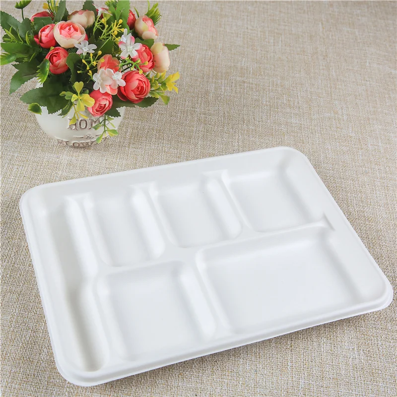 Biodegradable disposable food clamshell/3 5 compartments food box/tray