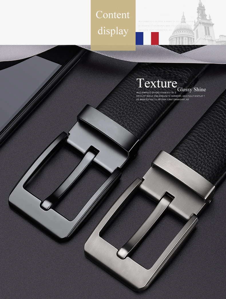 Wholesale Customized Men Leather Belt Genuine Leather Alloy Pin Buckle