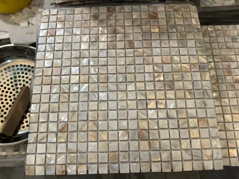 product white natural mother of pearl brick shell mosaic modern waterjet medallion mixed with marble for interior wall-8