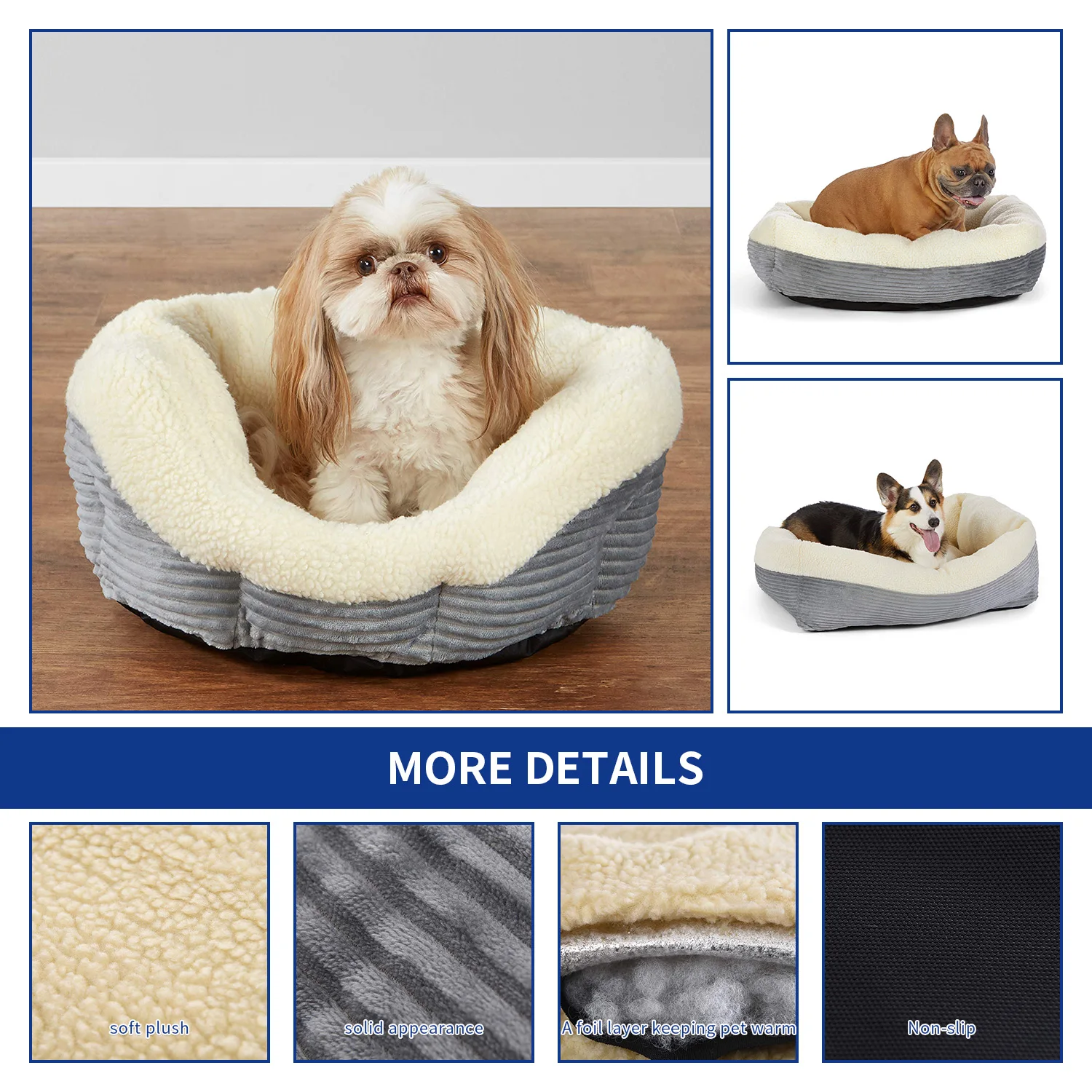 Custom made chew proof machine washable super soft fuzzy calming pet dog bed luxury supplier