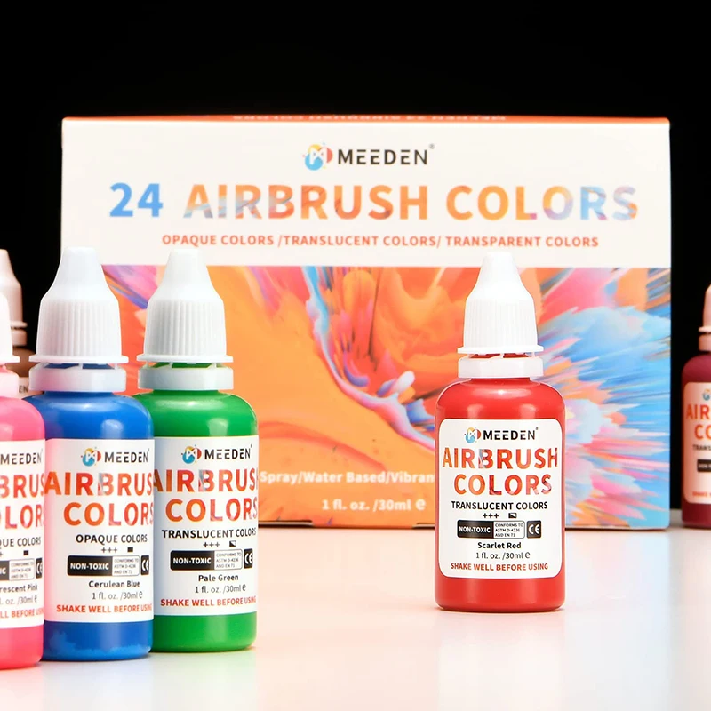 Airbrush Paint Colors Set (30 Ml/3 oz) - MEEDEN Art 12 Color