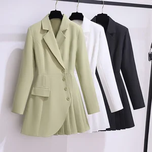 Korean Style Design, Niche Temperament, Suit Skirt, 2025 Autumn New High Waist Slimming Pleated Dress Jacket