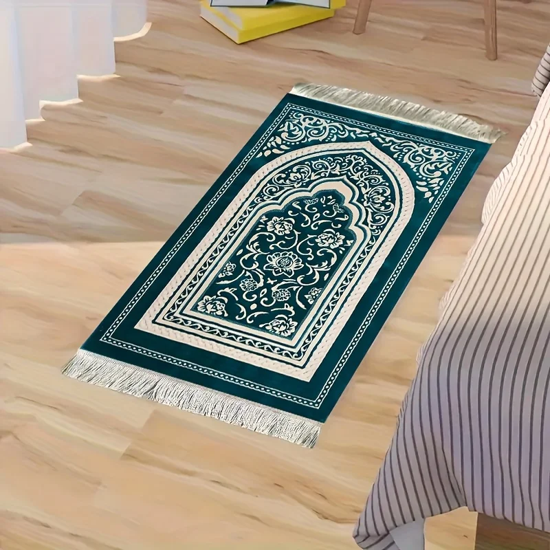 High Quality Soft Thick Printed Tassel Raschel Carpet Cushioning and Islamic Rash Wash Muslim and Islamic Prayer Mat