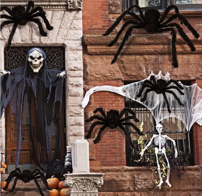 Giant Realistic Hairy Spiders Scary Spider Props Halloween Plastic