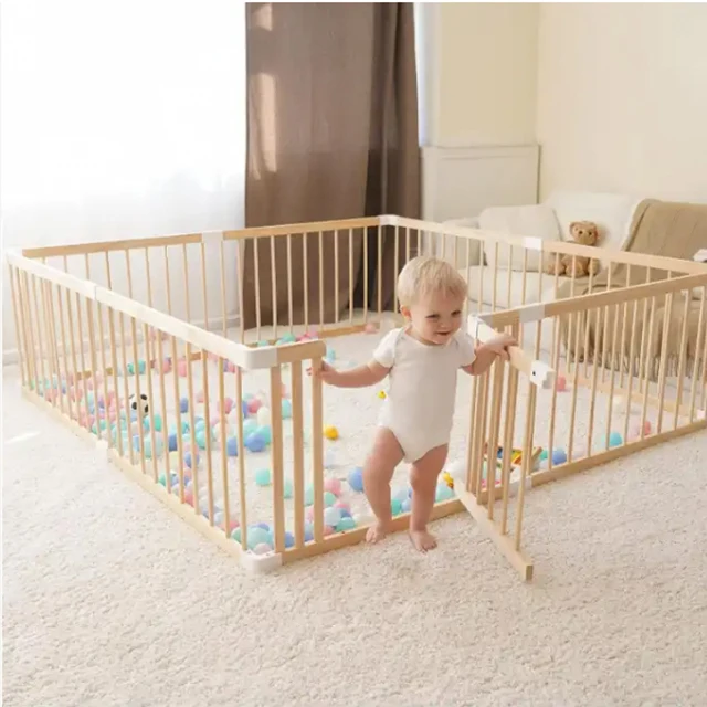 Custom Lightweight Wooden Large Baby Playground Safe Baby Play Fence
