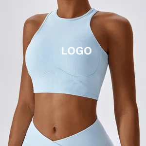 Women Full Coverage Tank Top High Impact Hollow Back Yoga Bra Gym Sport Padded Top