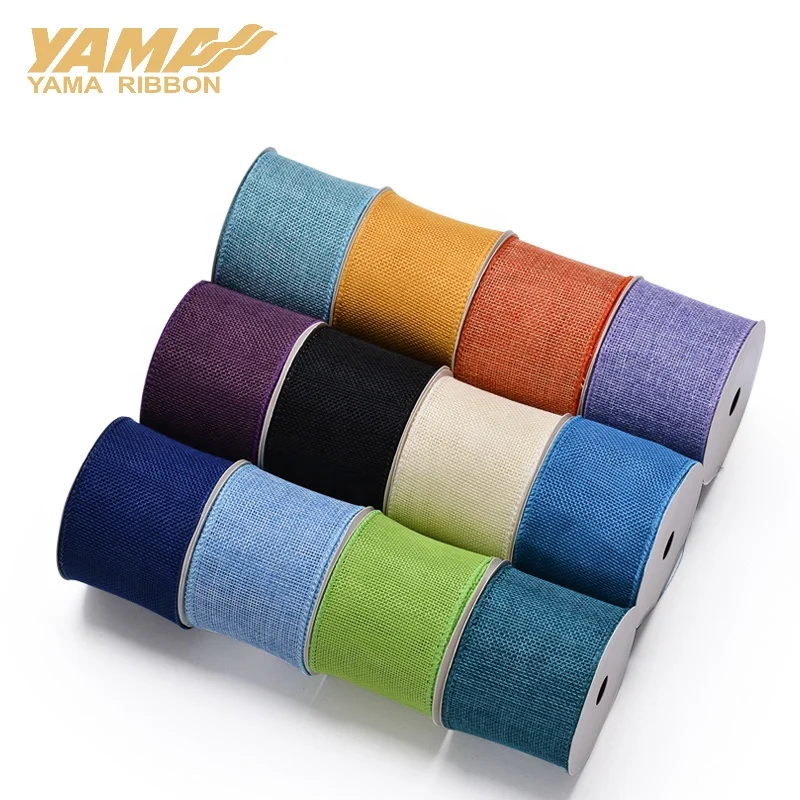 Фабрика Yama, 2,5 дюйма, ширина 63 мм, индивидуальная Смешанная однотонная лента из джутовой проволоки с краями, Рождество