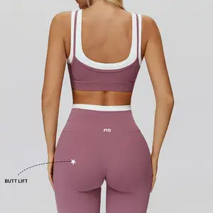 Custom Two-Piece Breathable Solid Yoga Sets High Waisted Sports Bra Leggings Set Fuyida Apparel Active Yoga Wear for Women
