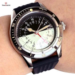 Factory Custom Logo Retro Dome Sapphire Glass Luminous Dial NH34 GMT Movement Diving Mechanical Men's Watch 100 M Waterproof