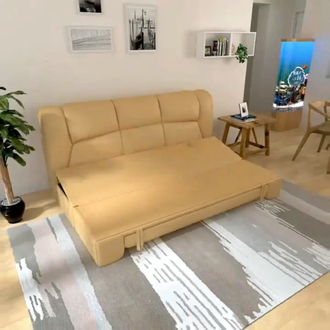 Multifunctional Leather Sofa Bed Multifunctional Small Family Folding