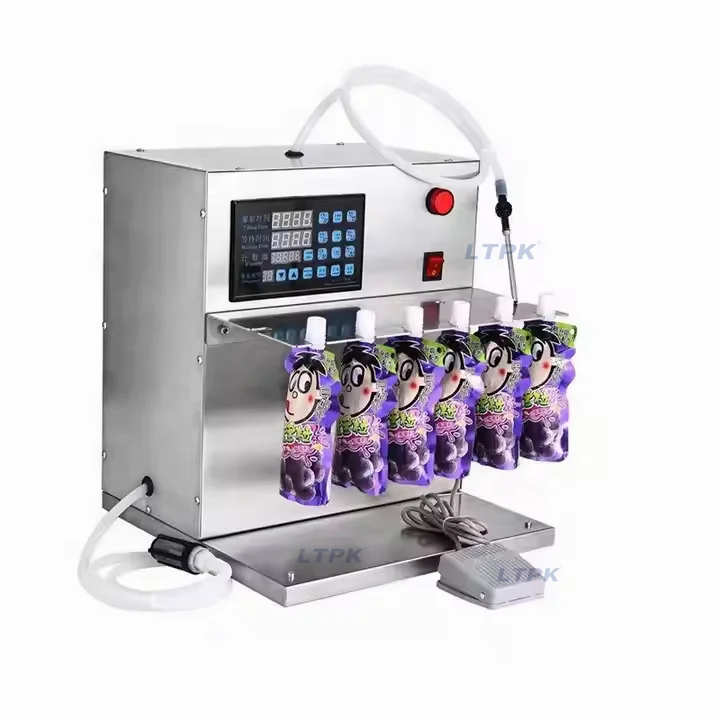 Semi Automatic Coffee Milk Essential Oil Detergent Liquid Water Premade Bag Doypack Spout Pouch Filling Dosing Machine Filler