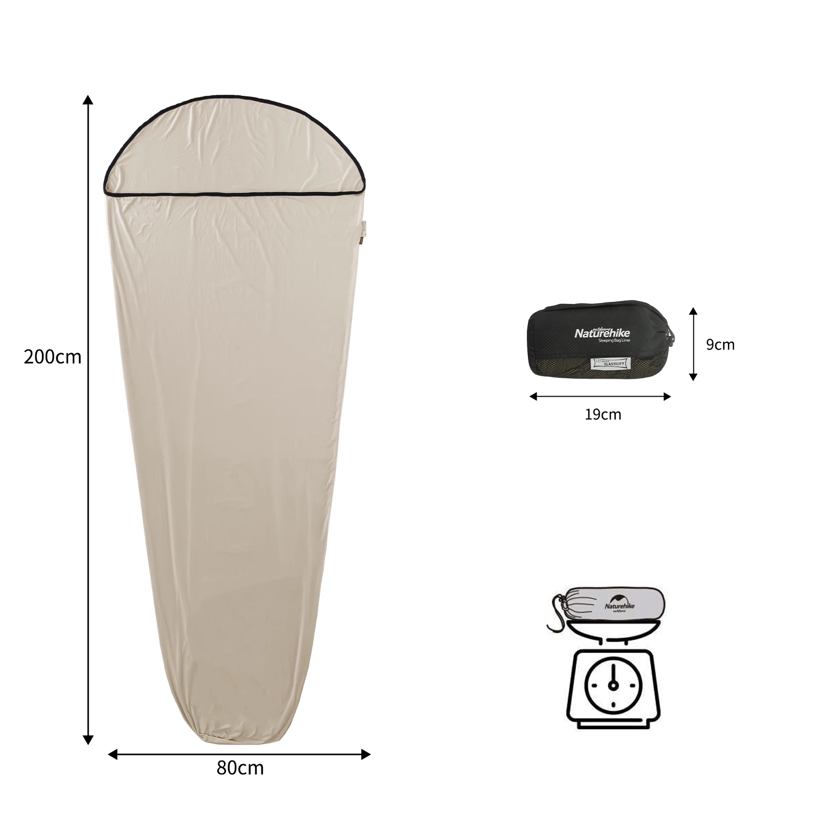 Gipfel Yellow Silk Sleeping Bag Liner Mummy Style, Size: 210 Cm * 85 Cm