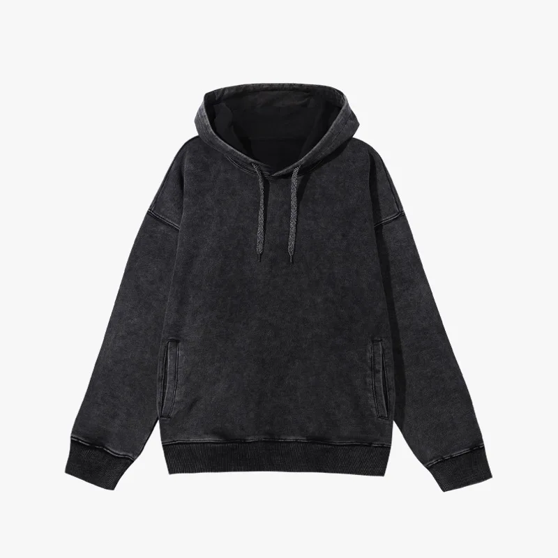 Custom Blank Washed Distressed Sweatshirt Vintage Hooded Men and Women