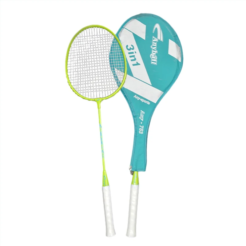 OEM Anyball Brand Aluminium Alloy Badminton Racket Durable Moderate Hardness for Daily Sports Practice Offensive Type PU Grip