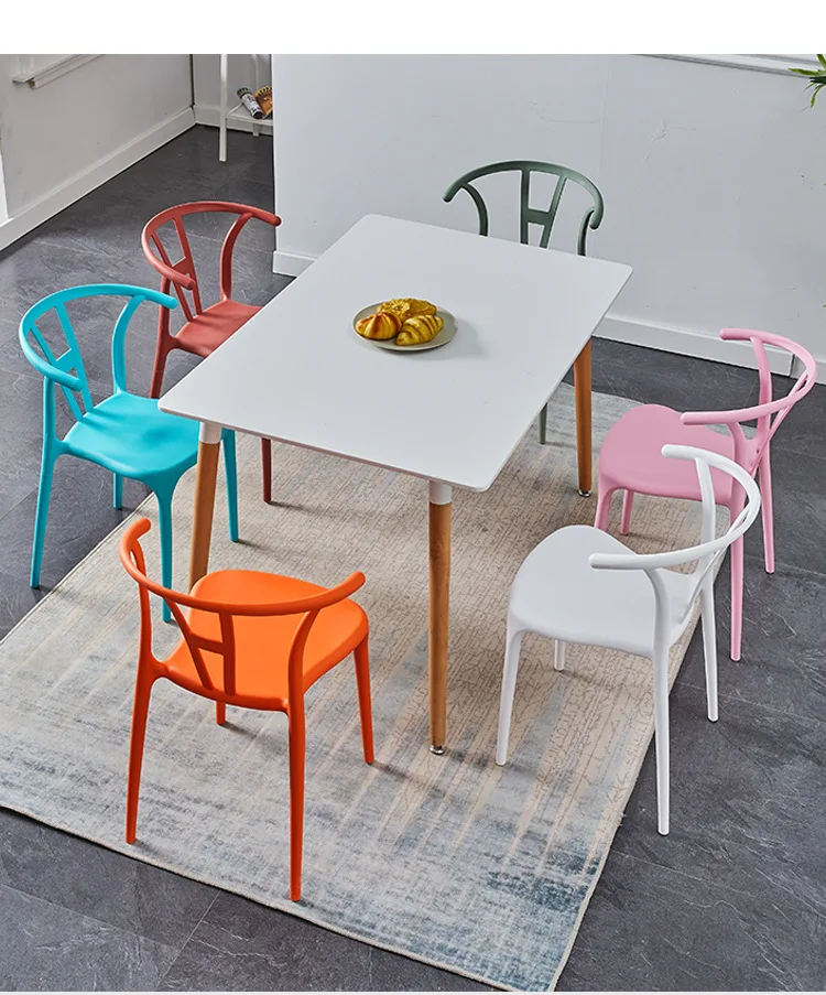 Nordic Stackable Dining Plastic Chairs Modern Garden White Chair For