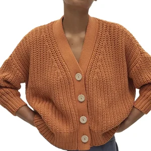 Custom High Quality Spring Autumn  Sustainable Casual Thick Long Sleeve Women's Sweater Organic Knitted Cardigan Sweaters