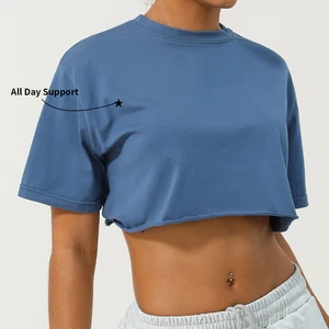 Custom Quick Dry Loose Athletic Fitness Yoga Crop Tank Top Womens Gym Clothes Yoga Top Fitness T-Shirts
