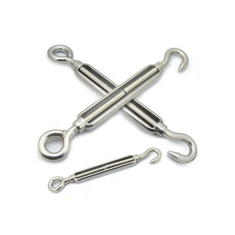 M4-M20 304 Stainless Steel Basket Screws Wire Rope Tension Hook & Eye  Turnbuckle