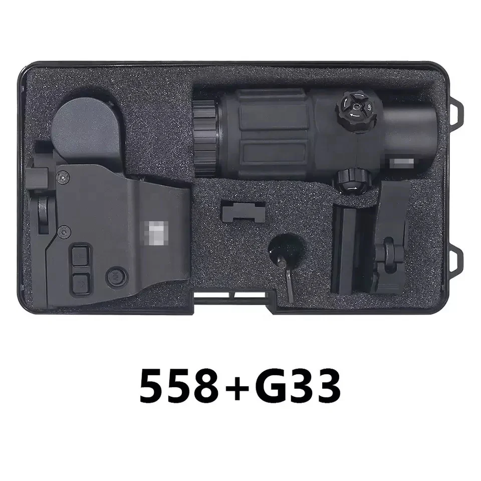 558+G33 Sight for 20mm Rail Mount G33 Magnifying Glass 558 Green/Red Dot Holographic Sight Scope Quick Release Holographic Rollover Multiplier 