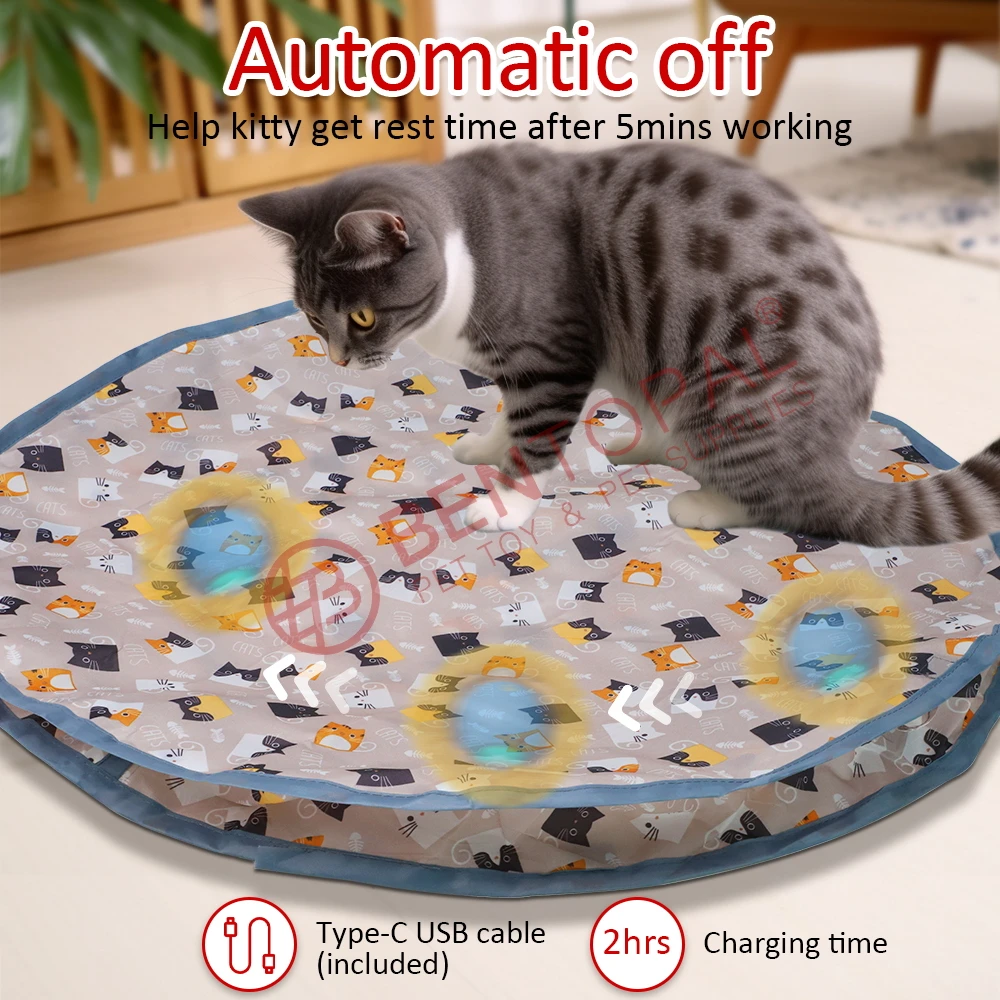 Interactive Cat Toys Ball Fast Rolling in Play Mat, Motion Activate ...