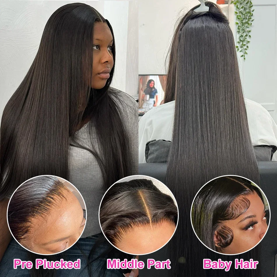 13x4 13x6 HD Lace Frontal Echthaar Perücke Knochen Gerade 40 Zoll Brasilianische Transparent 250% Lace Front Perücken Für Frauen_voghion.com