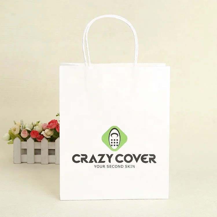 ECO FRIENDLY Factory wholesale custom colorful recycled twisted handle kraft gift shopping takeaway paper bag